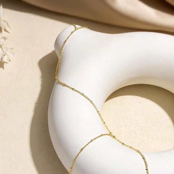 Dainty Layered Beaded Cuban Link  Waterproof Adjustable B-GD Anklet for Women - Picture 5 of 8